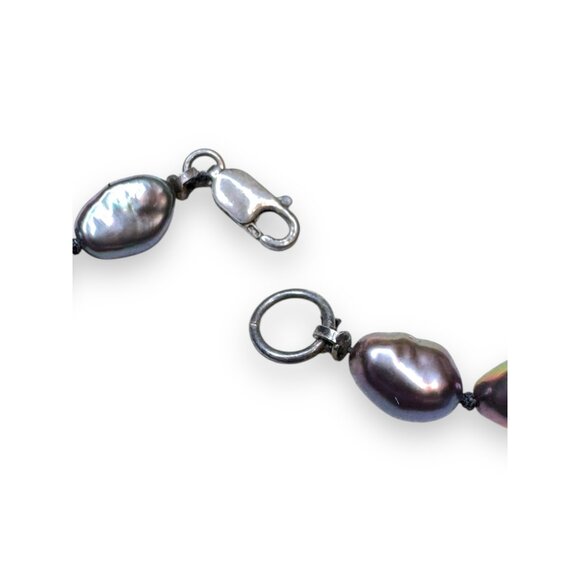 Sterling Silver Freshwater Pearl Crystal Stone Necklace 17" - Picture 4 of 5